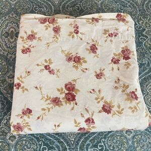 Pottery Barn Cream Queen Flat sheet with Rose Pink Floral Print
